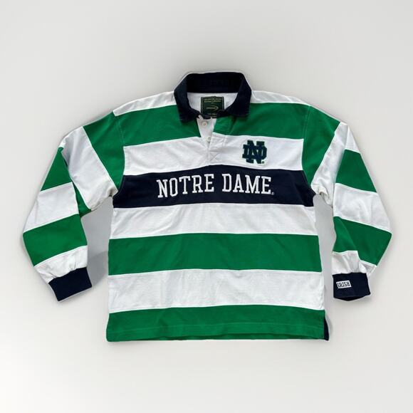 Lansdowne Other - Notre Dame Striped Rugby Polo Shirt Mens Small Preppy Embroidered Smart Classic